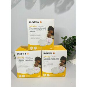 Medela Safe & Dry Ultra Thin Disposable Nursing Pads 60-Count Pack X3